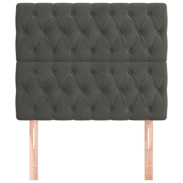 Sänggavel mörkgrå 90x7x118/128 cm sammet