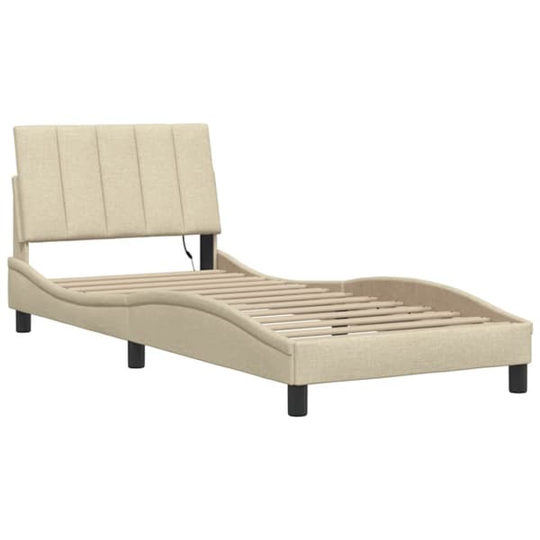 Bed Frame without Mattress "Hanko" Cream 90x190cm Fabric