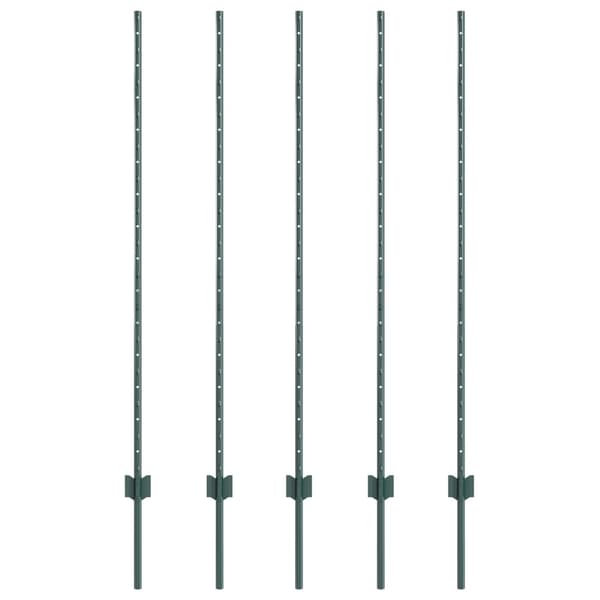 Stängselstolpe 5 pcs Grön 140 cm Stål