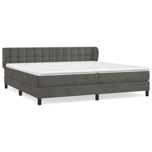 Ramsäng med madrass mörkgrå 200x200 cm sammet
