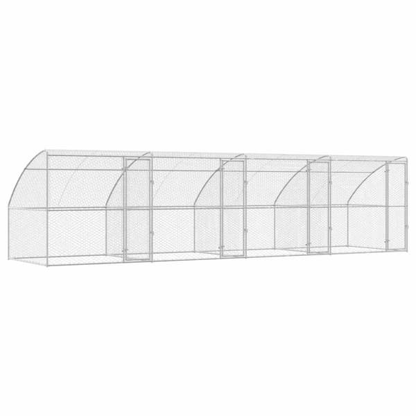 Hundbur med lagring 4 pcs Silver 8 x 2 x 2 m Galvaniserat stål