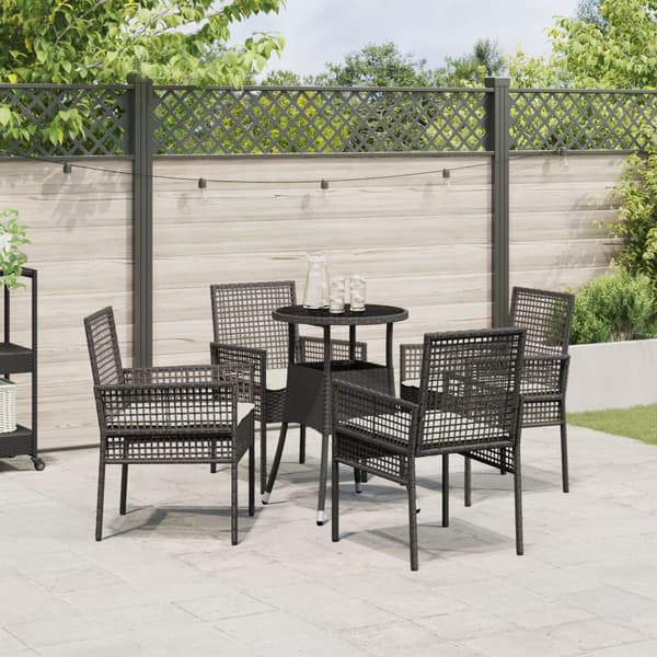 Trädgårdsmöbelset 5 pcs Svart konstrotting