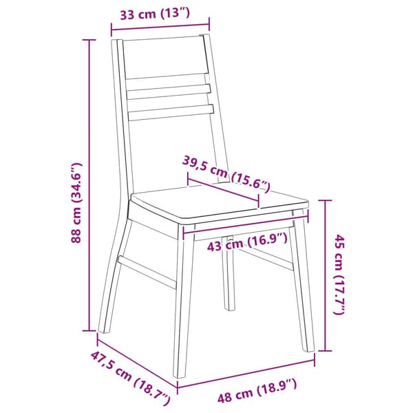 Matstolar 2 pcs Vit 43 x 54 x 89 cm Massiv Gummiträ