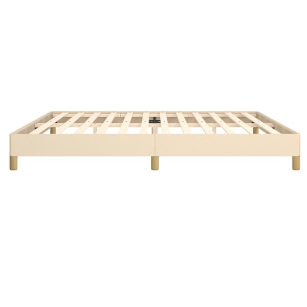 Sängram utan madrass gräddvit 200x200 cm tyg