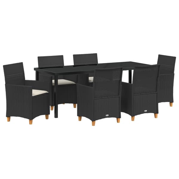 Trädgårdsmöbelset 7 pcs Svart konstrotting