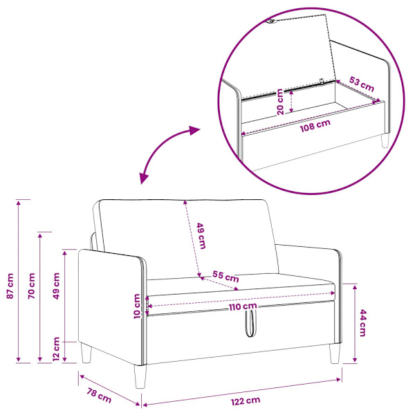 Soffa med förvaring Polisblå 122 x 78 x 87 cm Polyester