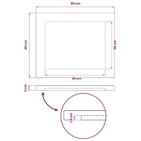 Rektangulärt Bordsskiva 90 x 50 x 3,5 cm Rektangulär Vit