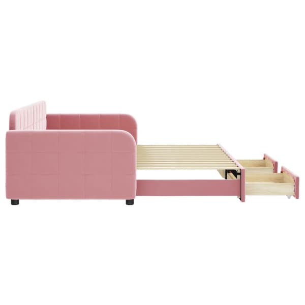 Dagbädd utdragbar med lådor rosa 90x200 cm sammet