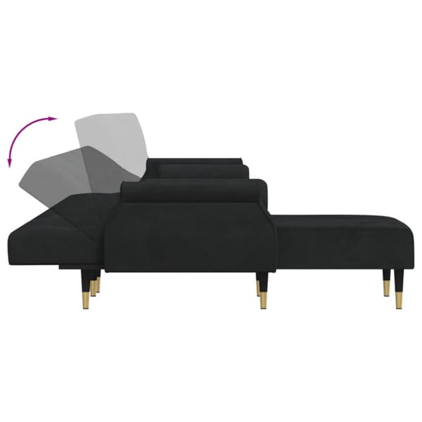 L-formad soffa svart 271x140x70 cm sammet