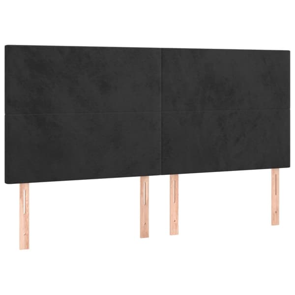 Ramsäng med madrass & LED svart 200x200 cm sammet