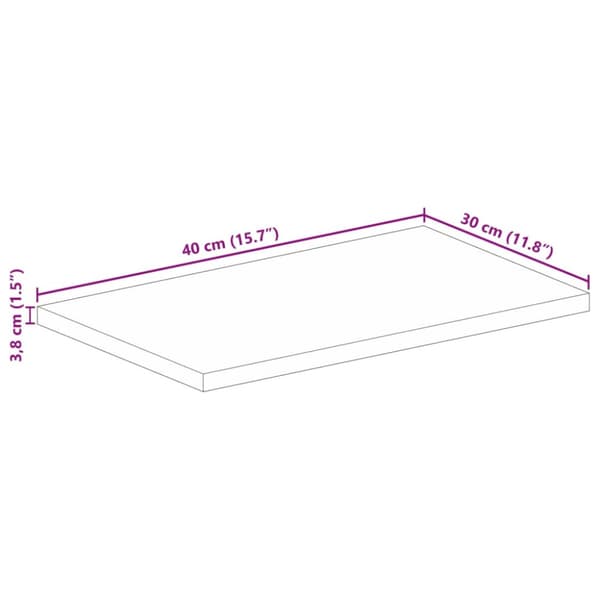 Bordsskiva 40x30x3,8 cm rektangulär massivt mango-trä