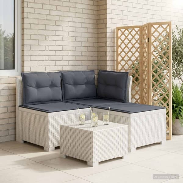 3-sits trädgårdsoffa med kuddar Rattan-look PP Vit