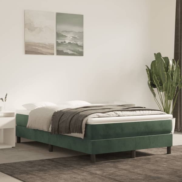 Ramsäng med madrass mörkgrön 120x190 cm sammet