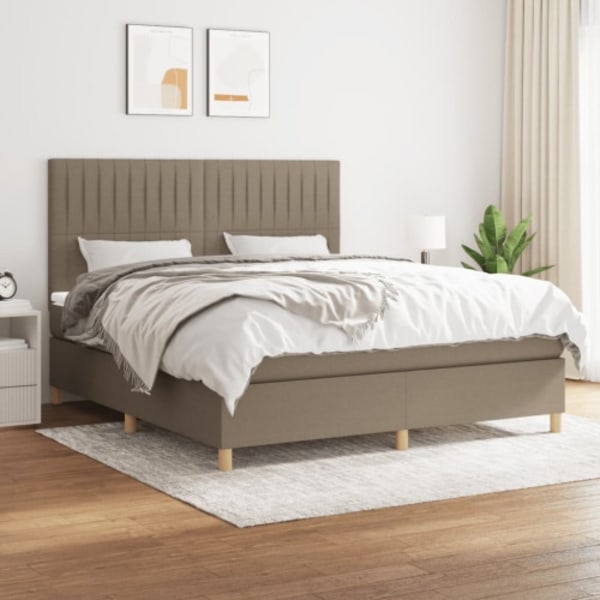 Ramsäng med madrass taupe 180x200 cm tyg