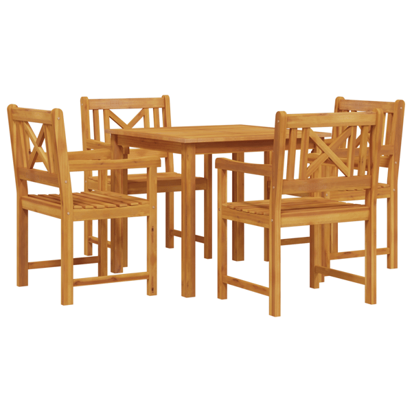 Trädgårdsmöbelset 5 pcs Brun Massivt akaciaträ