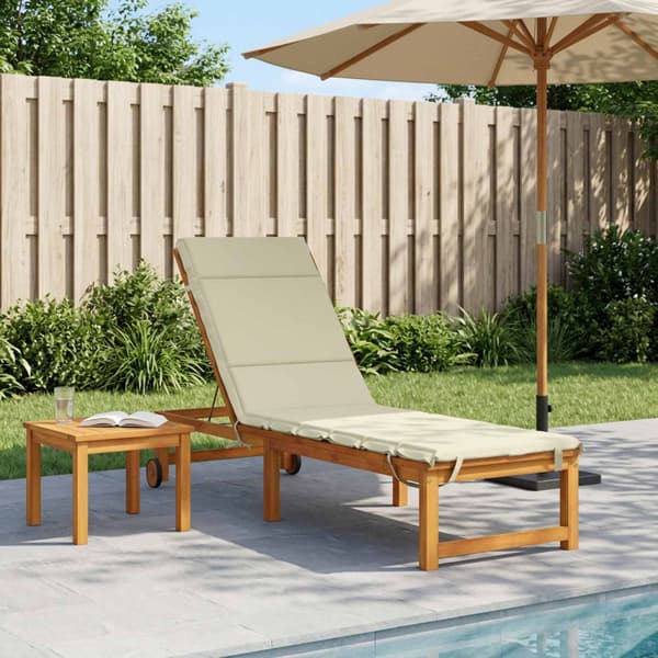 Solstol Kudde GEMERT 100% Polyester Gräddvit 200 x 60 x 3 cm