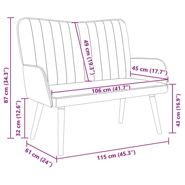 Tvåsitssoffa Gul 115 x 61 x 87 cm Sammet