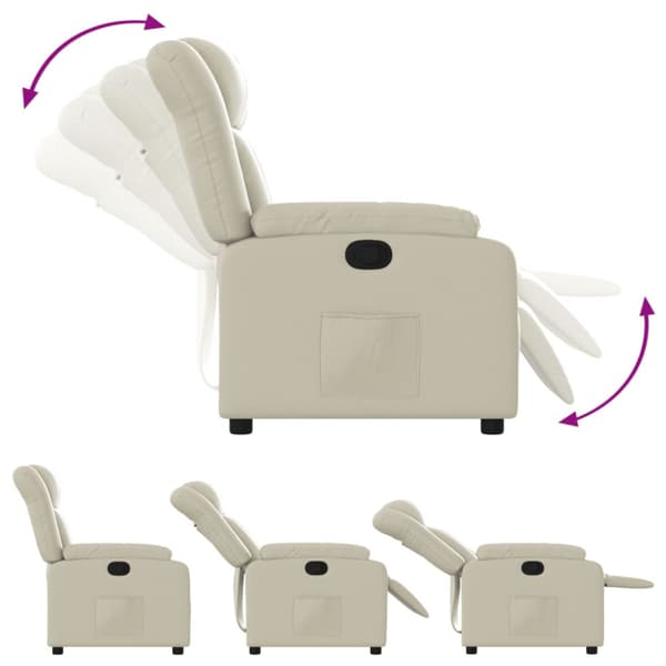 Reclinerfåtölj gräddvit konstläder
