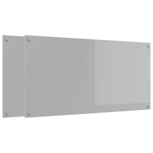 Köksskydd 2 pcs Ljusgrå 120 x 60 cm härdat glas