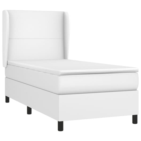 Ramsäng med madrass vit 90x190 cm konstläder