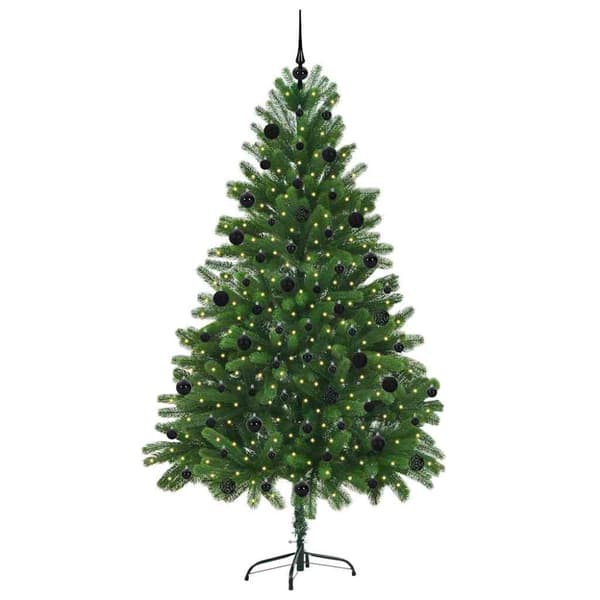 Julgran med 300 LED-lampor med stativ Grön 210 cm PE
