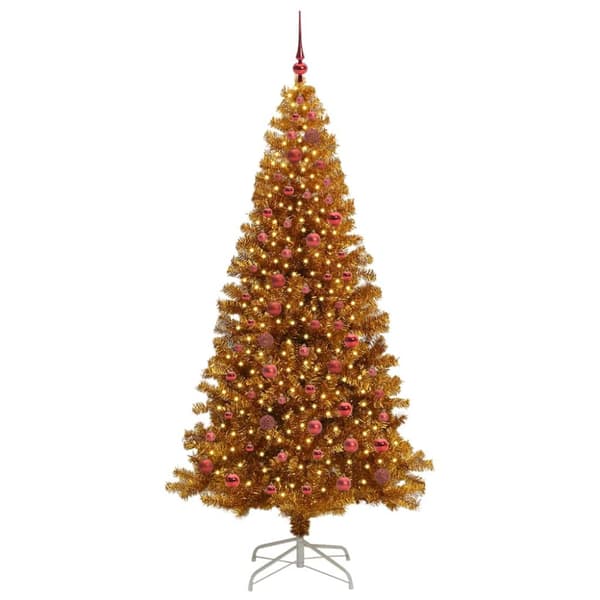 Julgran med LED-belysning Guld 210 cm PET och stål