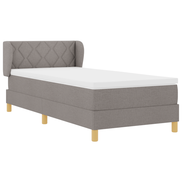 Bäddfjäder med huvudgavel Taupe 90 x 200 cm tyg