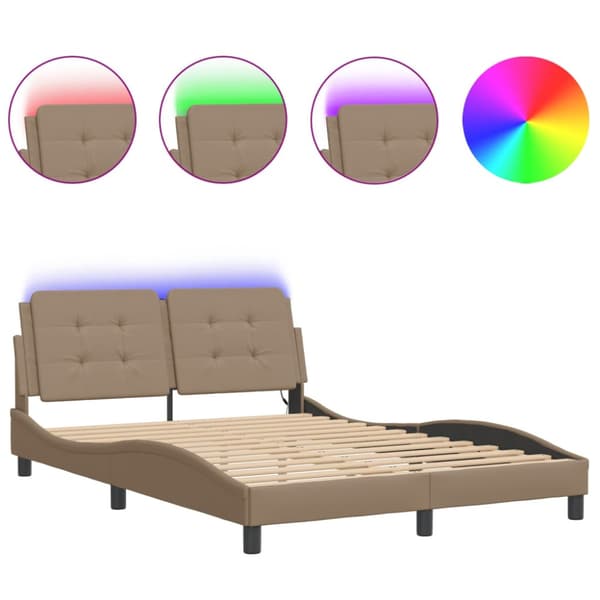 Bed Frame with LED without Mattress "Zadar" Cappuccino 120x200 cm