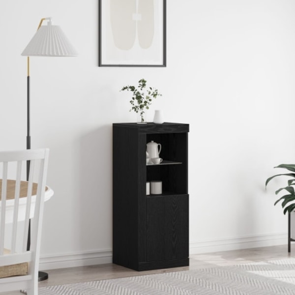Sideboard med LED-lampor svart ek 41x37x100 cm