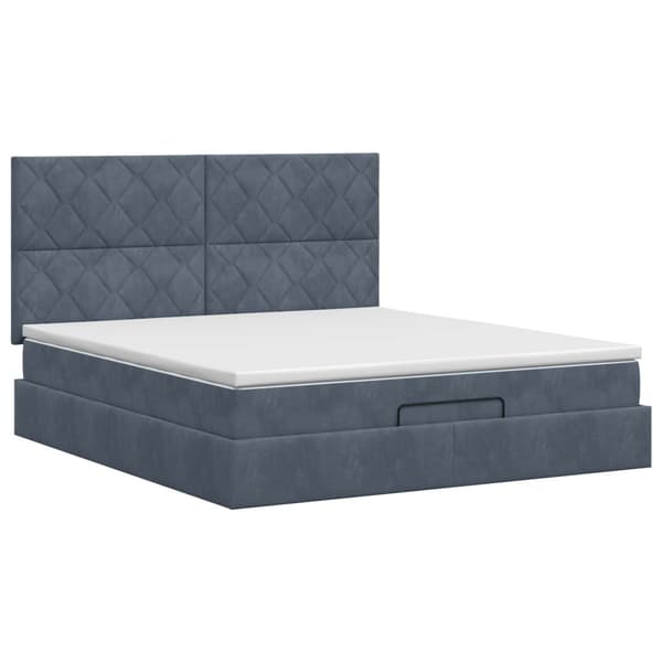Ottoman säng med madrass Mörkgrå 140 x 190 cm Sammet