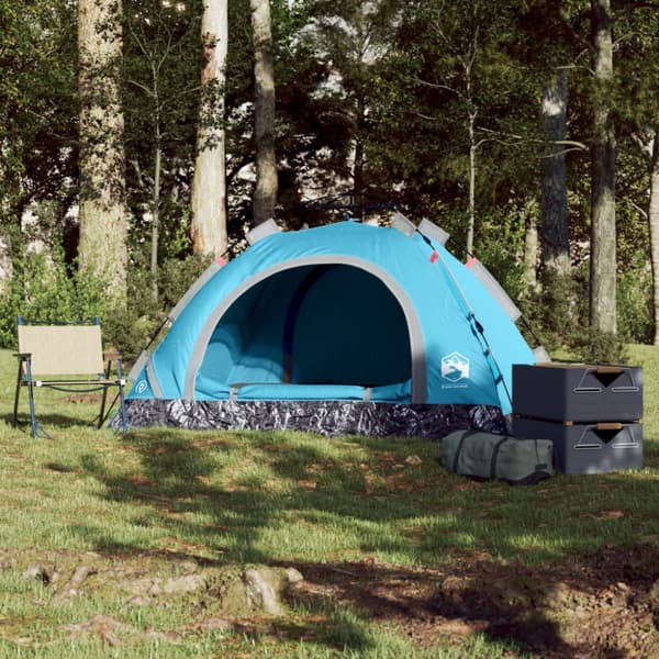 Campingtält 2 personer blå snabbrest