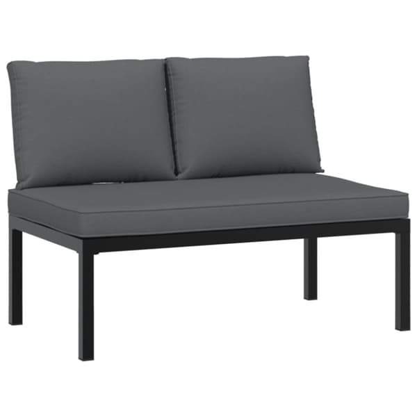 Trädgårdssoffa med dynor 3 delar svart aluminium