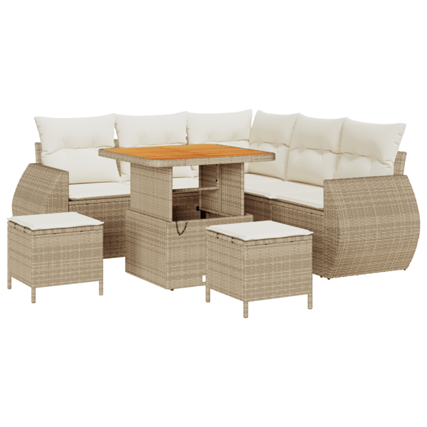 Trädgårdsoffset 8 pcs Beige och gräddfärgad konstrotting