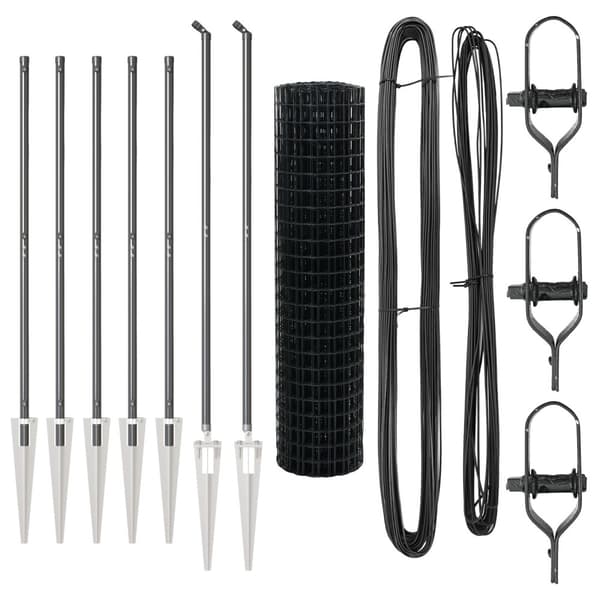 Stängsel med stolpe Grå 1,4 x 10 m Stål och PVC