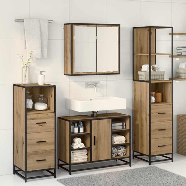 Badrumsmöbelset med låda 4 pcs Artisan Ek Konstruerat trä