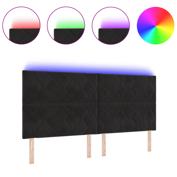 LED huvuddyna Svart 200 cm Sammet