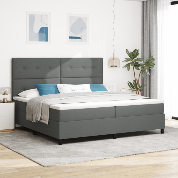 Bäddfjäder med LED-ljusslingor Mörkgrå 200 x 200 cm tyg
