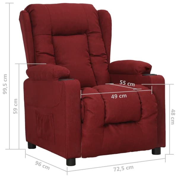 Reclinerfåtölj vinröd tyg