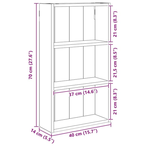 Badrumsväggskåp Vit 40 x 14 x 70 cm Konstruerat trä
