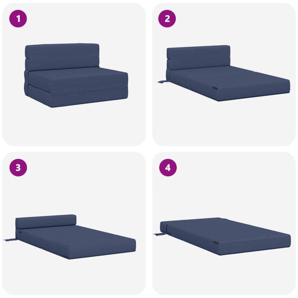 Fällbar Soffbed Blå 70 x 72 x 60 cm Tyg