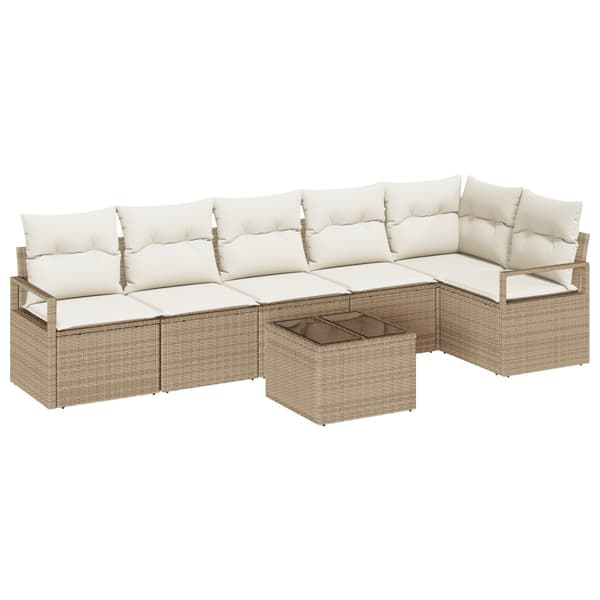 Trädgårdsoffset 7 pcs Beige och gräddfärgad konstrotting