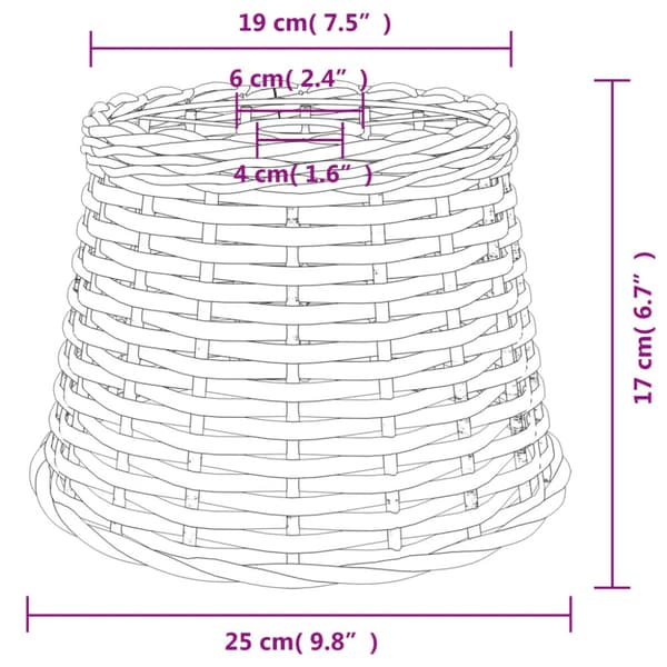 Taklampskärm vit Ø25x17 cm korgmaterial