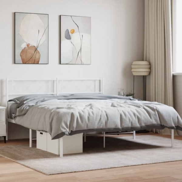 Sängram med huvudgavel metall vit 140x190 cm