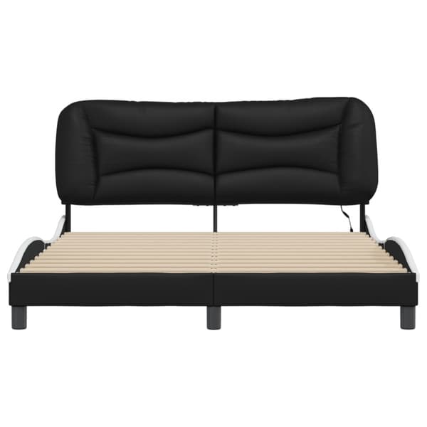 Bed Frame with LED without Mattress "Hvar" Black and White 160x200 cm