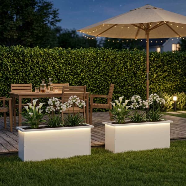 Odlingslåda med LED 2 st Vit 30 x 80 x 30 cm Stål