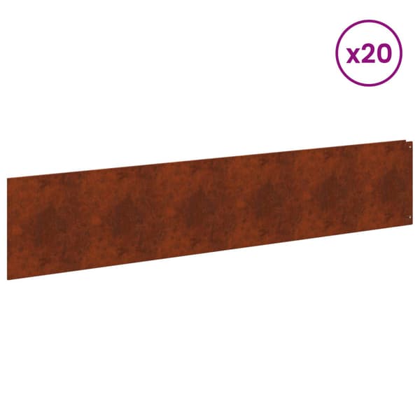 Kant för gräsmatta 20 pcs 100 x 22 cm Stål Rostig