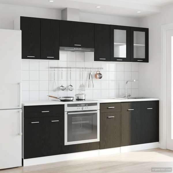 Köksenhet Lyon 8 pcs Svart ek Konstruerat trä