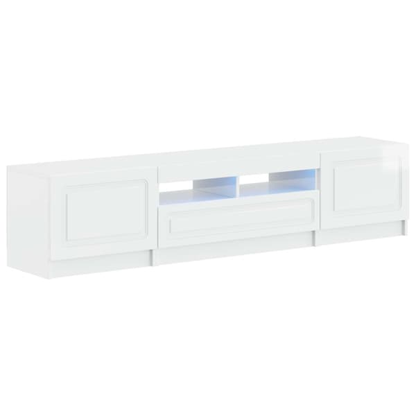 5-delars LED TV-bänk Vit högglans Konstruerat trä