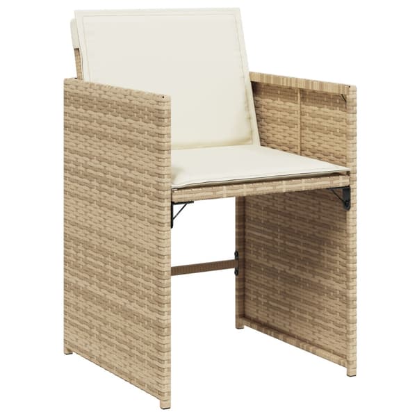 Trädgårdsmöbelset med kudde 5 pcs Beige konstrotting