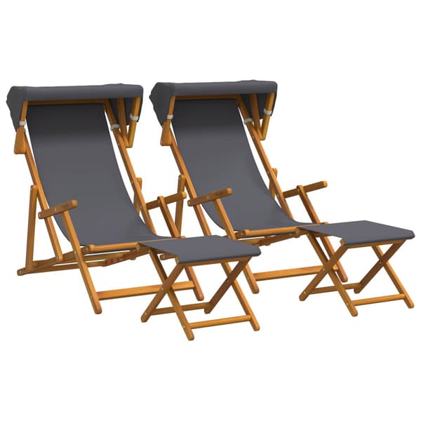 Deck Chair 4 st 3 Position Massiv Eukalyptus Trä Grå